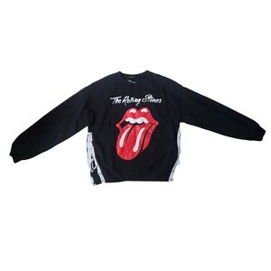 Rolling Stones Lace Up Sweatshirt Coquette Grunge Rockstar Girlfriend Medium